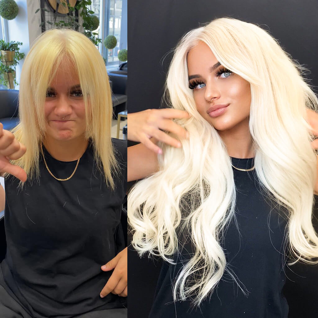 U-tip hair extensions before and after